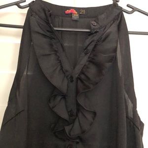 [5 for $25] Black ruffle sleeveless blouse